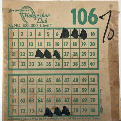Horseshoe Club Keno card