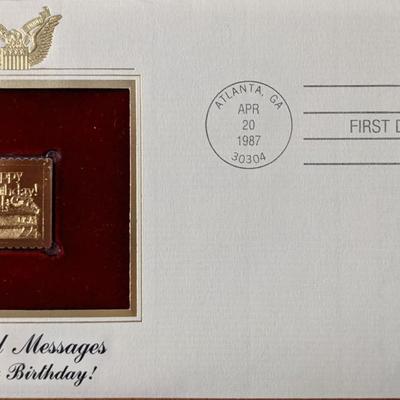 Special Messages Happy Birthday Gold Stamp Replica First Day Cover