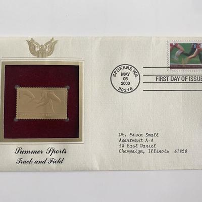 Summer Sports Track and Field Gold Stamp Replica First Day Cover