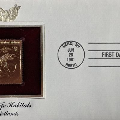 Wildlife Habitats Wetlands Gold Stamp Replica First Day Cover
