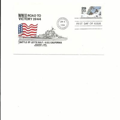 WWII Road to Victory 1944 - U.S.S. Normandy - First Day Cover - Jun 6th 1994
