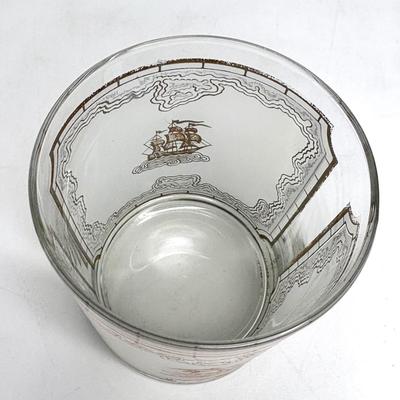 Set of Four MCM Frosted Tumblers with Gold Ships by Georges Briard