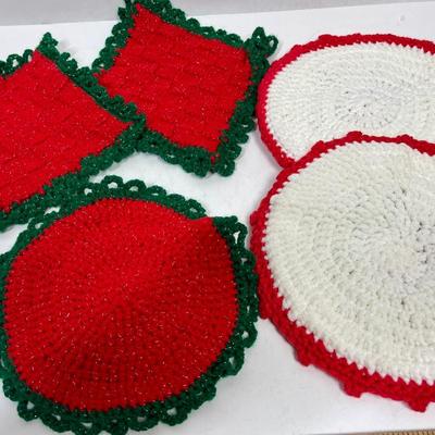 Set of 5 Hand Crocheted Christmas Doilies