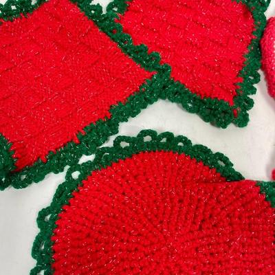 Set of 5 Hand Crocheted Christmas Doilies