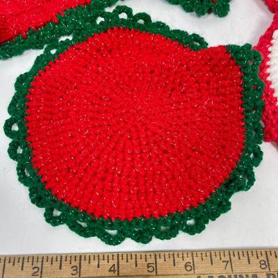 Set of 5 Hand Crocheted Christmas Doilies