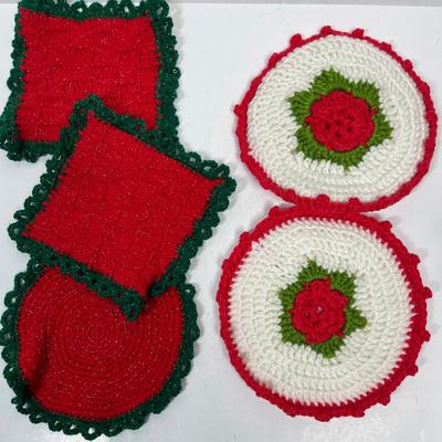 Set of 5 Hand Crocheted Christmas Doilies