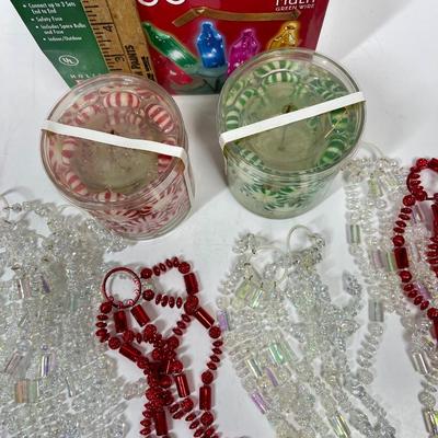 Christmas Lot - lights, candles, candle trim rings.