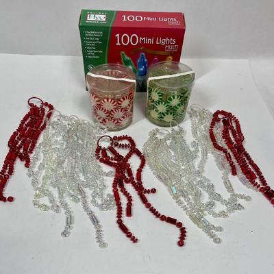 Christmas Lot - lights, candles, candle trim rings.