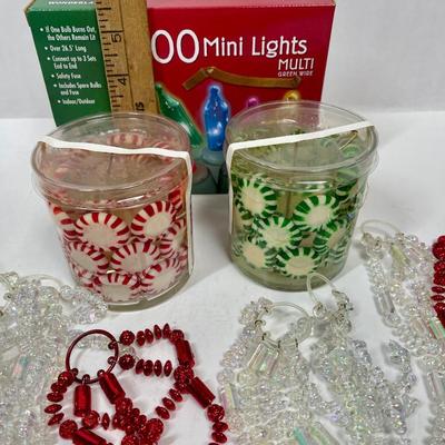 Christmas Lot - lights, candles, candle trim rings.