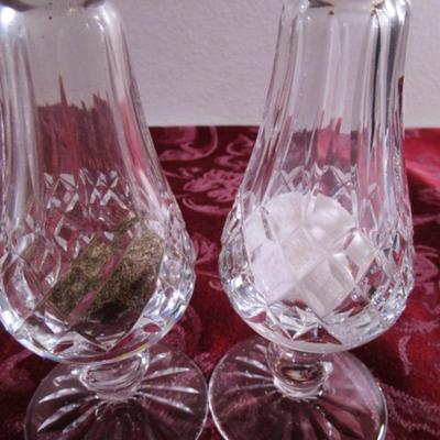 1 set Waterford Crystal Lismore footed salt & pepper shakers