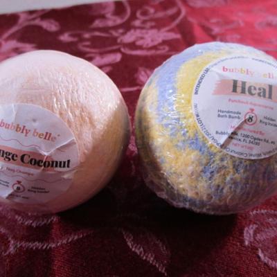 2 Bubbly Belle handmade bath bomb, hidden ring inside