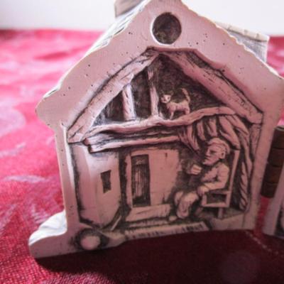 Handmade in Scotland hinged house with family inside