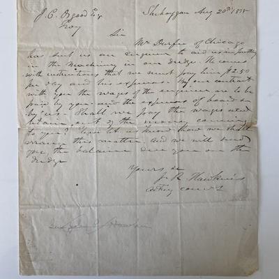 J.R Hawkins  signed letter 