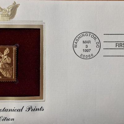 Merian Botanical Prints Citron Gold Stamp Replica First Day Cover