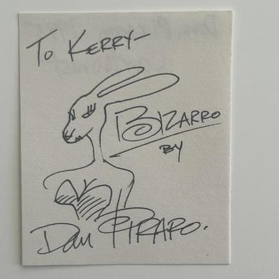 Dan Piraro signed note with Bizarro sketch