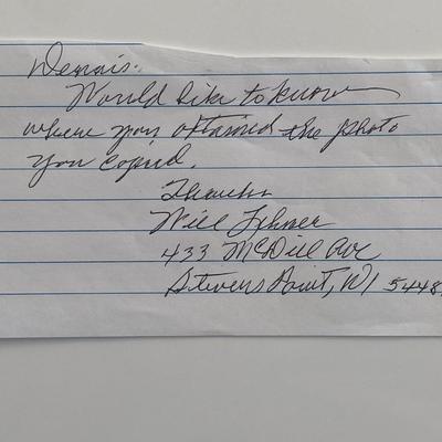 Lieutenant Steven Point signed note 