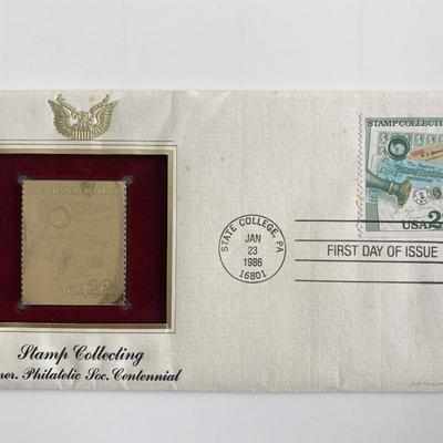 Stamp Collecting American Philatelic Soc. Centennial Gold Stamp Replica First Day Cover