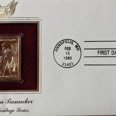 Black Heritage Series Benjamin Banneker Gold Stamp Replica First Day Cover