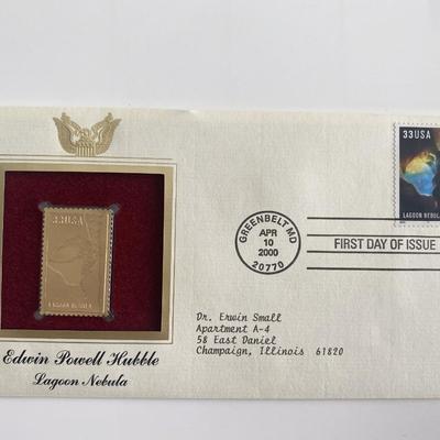 Edwin Powell Hubble Lagoon Nebula Gold Stamp Replica First Day Cover