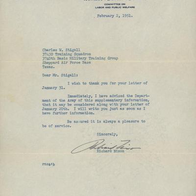 Richard Nixon signed letter