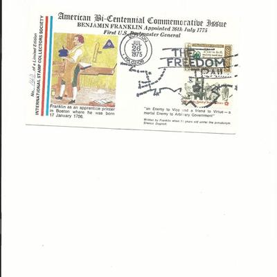 American Bicentennial Commemorative Issue - Benjamin Franklin U.S. Postmaster General Appointment - First Day Cover - 1975