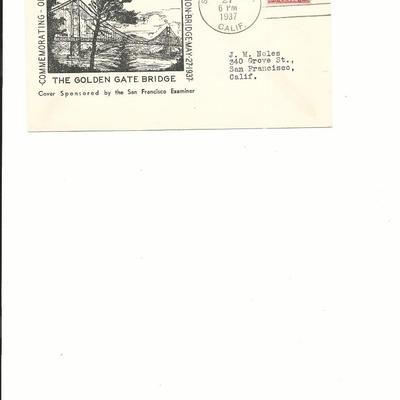 Golden Gate Bridge Opening - First Day Cover - San Francisco - 1937