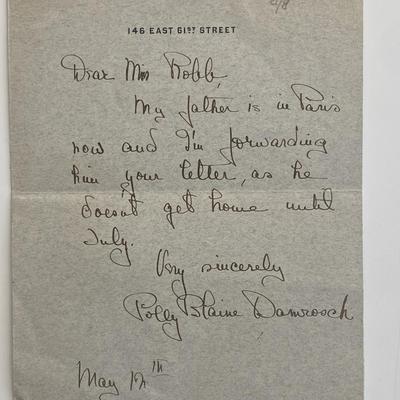 Polly Damrosch signed letter