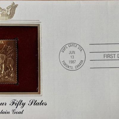 Wildlife of Our Fifty States Mountain Goat Gold Stamp Replica First Day Cover