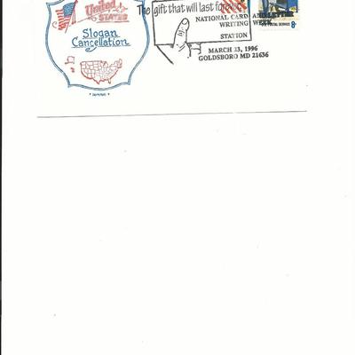 Goldsboro, MD - First Day Cover - National Card and Letter Writing Week - 1996