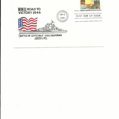 WWII Road to Victory 1944 - U.S.S. Normandy - First Day Cover - Jun 6th 1994