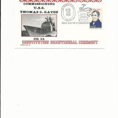U.S.S. Thomas S. Gates - Constitution Bicentennial Ceremony - First Day Cover - 1987