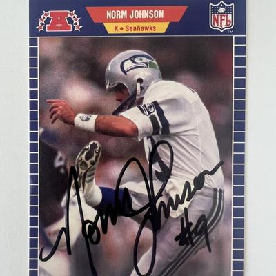 Seattle Seahawks Norm Johnson 1989 Pro Set #394 signed trading card 