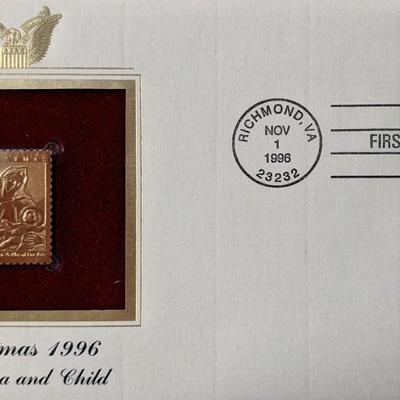 Christmas 1996 Madonna and Child Gold Stamp Replica First Day Cover