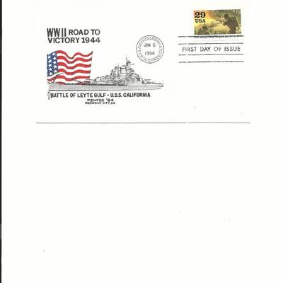 WWII Road to Victory 1944 - U.S.S. Normandy - First Day Cover - Jun 6th 1994