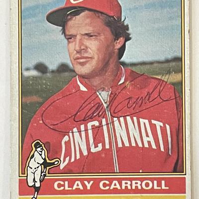 Cincinnati Reds Clay Carroll 1976 Topps #211 signed trading card 