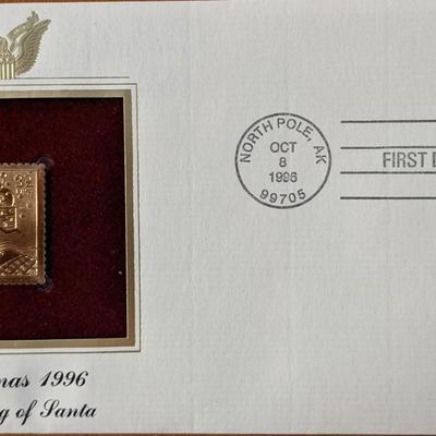Christmas 1996 Dreaming Of Santa Gold Stamp Replica First Day Cover