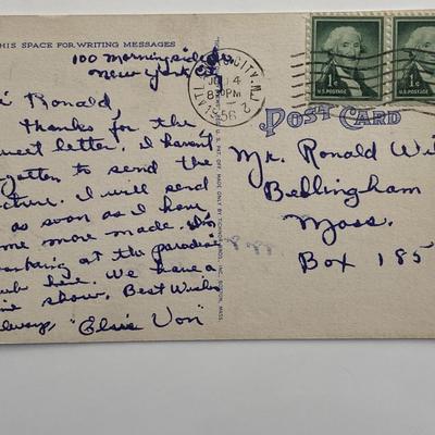 Elaine Von signed post card