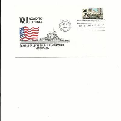 WWII Road to Victory 1944 - U.S.S. Normandy - First Day Cover - Jun 6th 1994