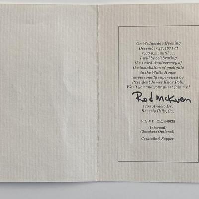Poet Rod McKuen signed card