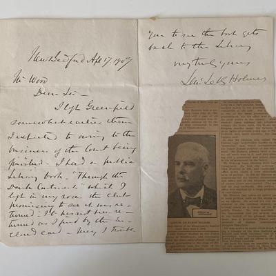 Associate Justice Baron Lemuel Holmes signed card