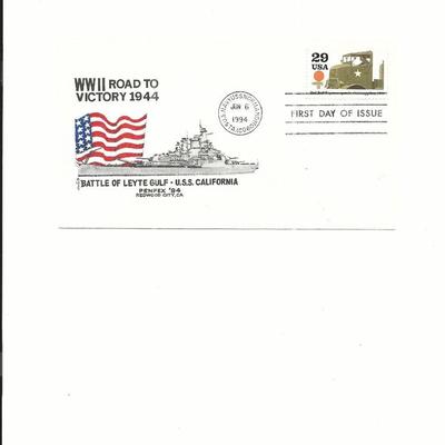WWII Road to Victory 1944 - U.S.S. Normandy - First Day Cover - Jun 6th 1994