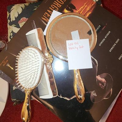 Three Piece gold tone vanity set