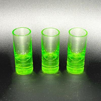 Set of 3 Uranium Glass Shot Glasses
