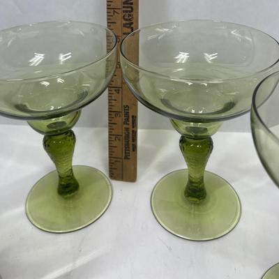 Set of 4 Olive Green Vintage Margarita Glasses