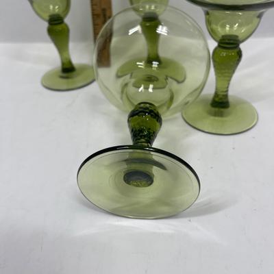 Set of 4 Olive Green Vintage Margarita Glasses