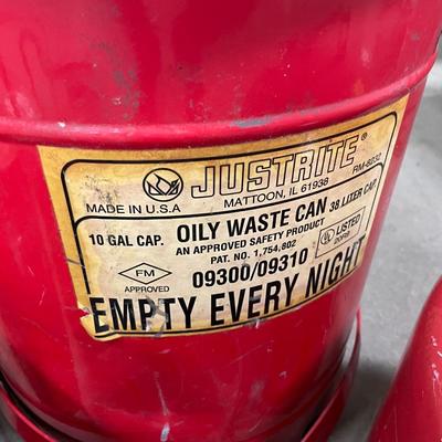 Large Justrite oil rag disposal can