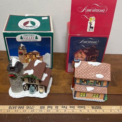 Lot of 2 Vintage Christmas Village Lighted Buildings