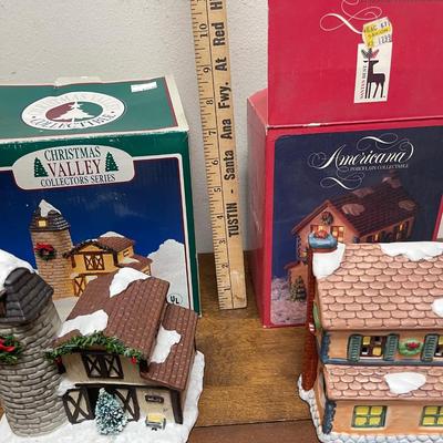 Lot of 2 Vintage Christmas Village Lighted Buildings