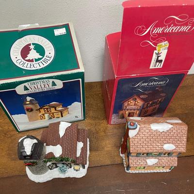 Lot of 2 Vintage Christmas Village Lighted Buildings