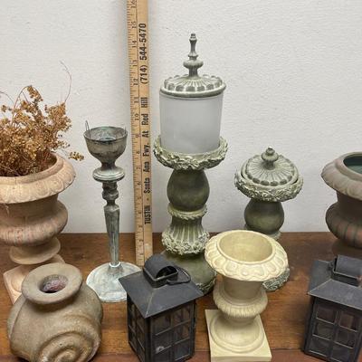 Misc. Decor Lot - Mini Lanterns, Terra Cotta Pots, Candleholders, etc